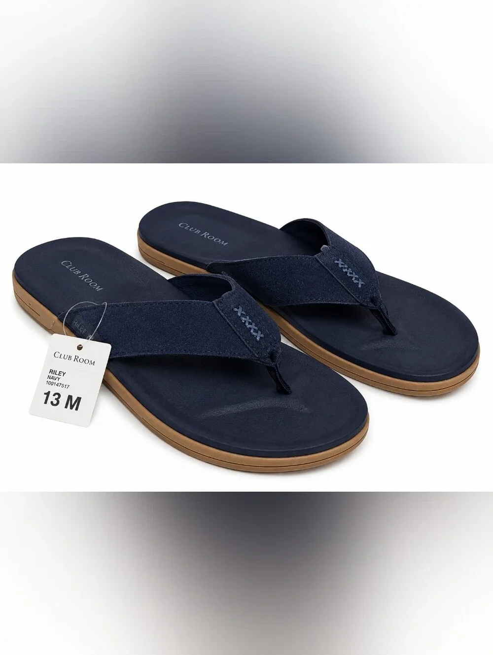 Club Room Riley Flip Flop Sandals Navy Comfort Thong Slides 13M NWT Beach Resort